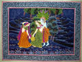 Krishna silk painting