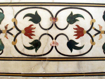 Einlegearbeit am Taj Mahal