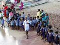 school class at the beach