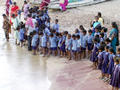 school class at the beach